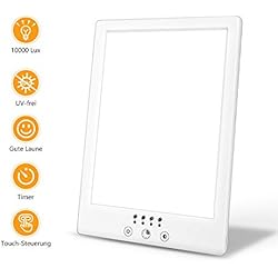 Lampe Luminotherapie 10000 Lux Lampe de Luminotherapie Gradient Brightness 3000-6500K Lampe Luminothérapie UV-Free, Lampe Lumiere du Jour avec Minuterie et Commande Tactile