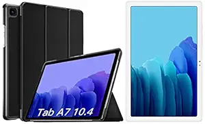 Samsung Galaxy Tab A7 26.31 cm (10.4 inch), Slim Metal Body, Quad Speakers with Dolby Atmos, RAM 3 GB, ROM 32 GB Expandable, Wi-Fi-only, Silver + Cover