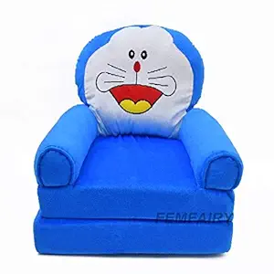 Femfairy Soft Plush Premium Newly Kids Sofa Cum Bed, Soft and Rocking Chair, Baby Supporting Seat with Comfortable Foam Cushioning (Blue, 1 to 3 Years) - Doraemon