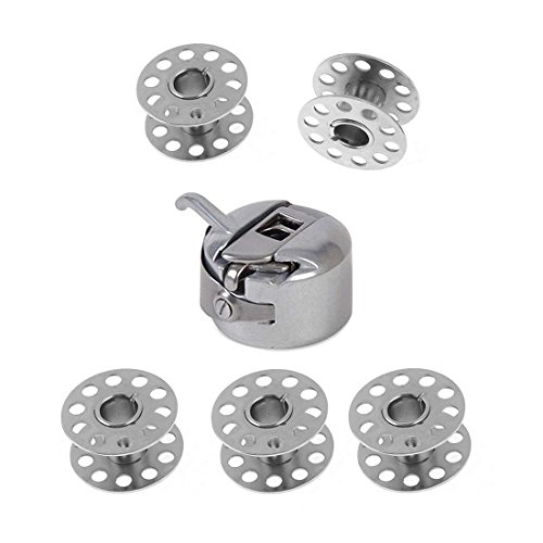 Conjunto de 1 Canillero Más 5 Canilla Metal de Máquina Costura Accesorios de Coser Manualidades Compartible con Varias Máquinas