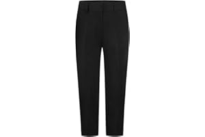 Alanna Jones Pantalones escolares para niños de talla grande, ajuste resistente, protección de teflón, resistente al agua, cintura media elástica y cremallera y clip seguros, edades de 5 a 16 años