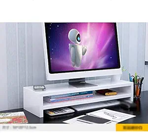INDIAN DECOR 39410 Monitor Stand Riser, Screen Stand for Laptop Computer/TV/PC, Multifunctional Desktop Lift Organizer Shelf - White