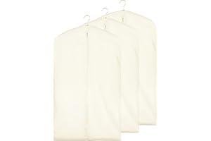 DOUZIO Fundas para Ropa De Algodón, Bolsa para Colgar Ropa De 3 Piezas, Fundas Transpirables para Trajes con Cremallera, Fundas para Abrigos De Piel, Visón Y Plumón(Size:120×58cm,Color:Plano)