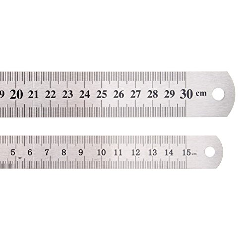 Meßlineal, sicai 2 x Edelstahl Metall Lineal 30,5 cm + 15,2 cm Lineal gerade Meßlineal - 5