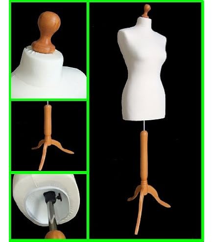 The Shopfitting Shop DELUXE Maat 10 Vrouwelijke Dressmaking Dummy Kleermakers Buste Mannequin CREAM Jersey ZWART Statief Houten Stand