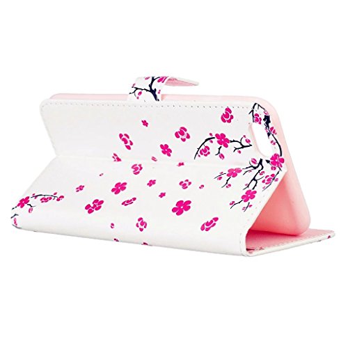 MUTOUREN für iphone 6 Plus/6S Plus (5.5 Zoll) Hülle Schutzhülle PU Leder Bookstyle Handyhülle Brieftasche Wallet Schale Portemonnaie Klapphülle mit Standfunktion Taschen kratzfeste Stoßfest Magnetic Snap Bumper Schale – Plum Blume + Stylus Touch Pen - 5