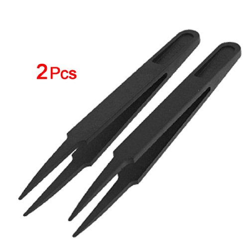 Sonline 2 * 4.5" lange schwarze Kunststoff antistatische Pinzette