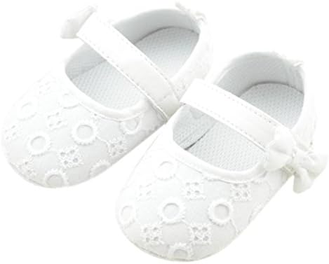 Baby Shoes, Dorame Baby Embroidered Shoes Toddler Soft Bowknot Sole Shoes (13/12-18m, White)