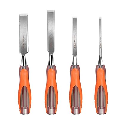 Tacklife-FR Ciseau à Bois, Tacklife Set de ciseaux à bois 4 pièces 6/12 /19 /25mm avec Chrome Vanadium Acier Lames, Outils de Sculpture pour Charpentiers, Sculpteurs, Artistes et Autres Professions HWC4A
