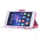 Honor V8 Hülle,Cozy Hut Lederhülle / Ledertasche / Hülle / Case / Cover / Etui / Tasche/ Kunstleder Tasche für Huawei Honor V8 Wallet Case Flip Cover Hüllen Schutzhülle Etui Ledertasche Stand Funktion mit Karten – Zwei Schmetterlinge - 3