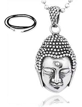 findout. Buddha Shakyamuni Buddha Titan Stahl Halskette (F762) (mit 2chain, Titan Stahlkette und schwarze Seidenschnur...