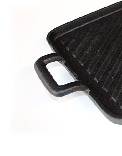 Santos Plancha Grillplatte 25cm x 19cm x 1,8cm – Grillpfanne Gusseisen Gusspfanne Pfanne Grillzubehör Guss für Gasgrill oder Kohlegrill - 3