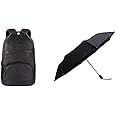 Gear Vintage2 Anti Theft Faux Leather 28 Ltrs Brown Laptop Backpack (LBPVG2LTH0201) & Sun Umbrella Classic Folding Automatic Open Uv Protective Umbrella, Black