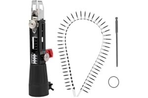 FTVOGUE Pistola de Clavos Automática de Cadena, Aleación de Aluminio, Compatible con Taladro Eléctrico, 23.5 x 9.3 x 3.7 cm, con Cadena de 50 Clavos y Punta de Destornillador