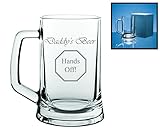 Cristal de grado profesional. Jarra de cerveza, con texto en inglés: \"Daddy\'s beer, hands off\", para regalo, con grabado, para cerveza, sidra, etc., de cristal