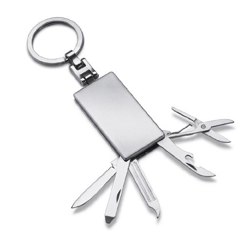 Preisvergleich Produktbild REFLECTS Schlüsselanhänger mit ausklappbarer Nagelpfeile, Taschenmesserchen, Kapselheber und Minischere MILAN Silber