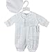 H/B 3 Pcs Satin Cross Embroidery Christening Baptism Romper with Hat Full Length (Newborn-2T) 0691 (L)