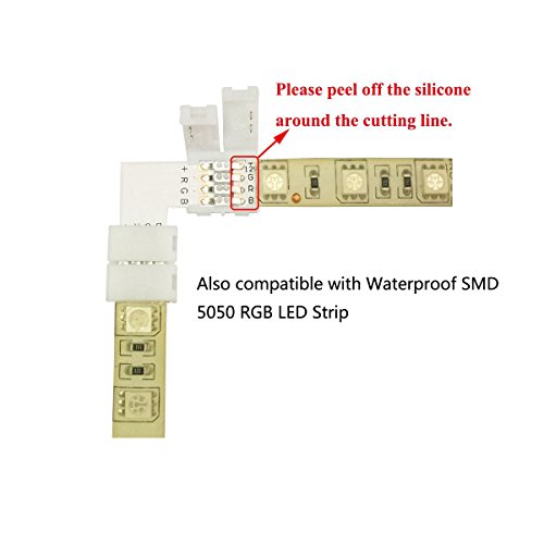 Simfonio LED Streifen Steckverbinder 10mm 4 Pin L-Form für 5050 RGB LED Streifen Lichter ( 2 PCS) - 5