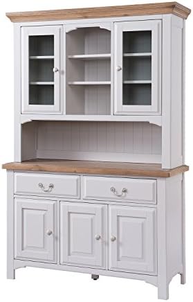Devon Oak Large Dresser Display Cabinet Oak and Grey Painted Finish | Wooden Storage Cupboard