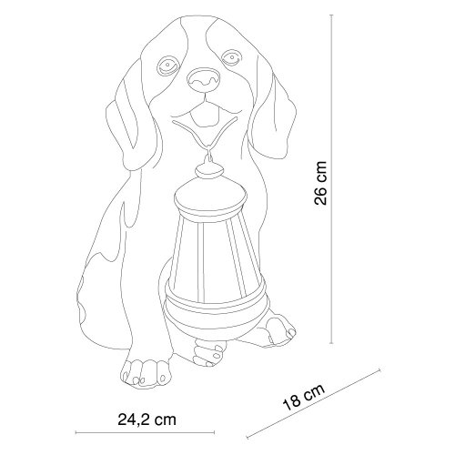 Globo Solar Außenleuchte Kunststoff Hund schwarz-weiß1 x LED weiß, 22 x 17 cm, H: 25.5 cm, 33371 - 6