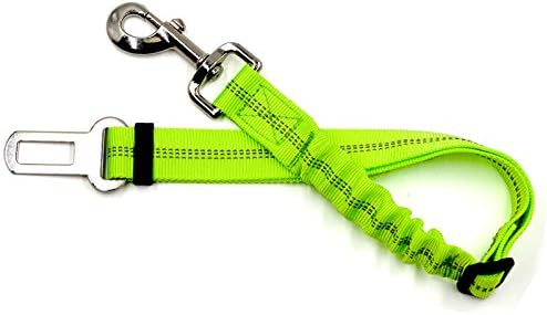 Umsole Pet Dog Seat Belt Leash Adjustable Cat Safety Leads Vehicle Car Seatbelt Harness with Elastic Nylon Bungee Buffer for Shock Attenuation (Green)
