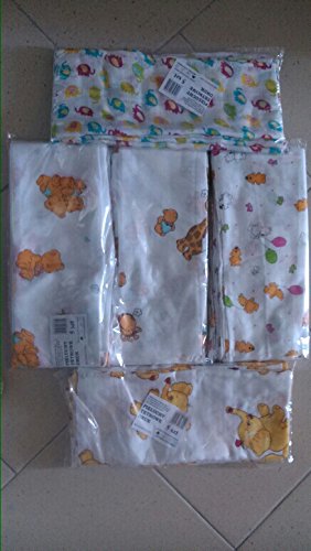 Set of 5 Animals printed Nappies Newborn Baby Muslin Squares, Cloths, Bibs, Wipes 100% Pure Cotton Reusable Nappy **Other choices available. See inside.**