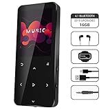 MP3 Player, HOLALEI 16GB Bluetooth Sport Musik Player, 22 Stunden Wiedergabe Musikplayer mit FM Radio Voice Recorder E-Book 1.8'' TFT Bildschirm (mit Köpfhörher, Sport Armband)