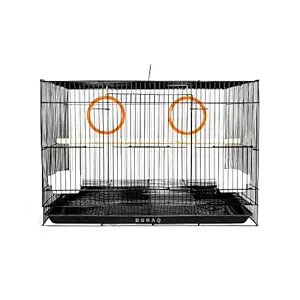 BURAQ Bird Cage Best for Lovebird/Pet, Parrot, Parakeet, Budgie, Cockatiel Cage Hammock smallLarge Bird Cage with Birds Ring Swing (Black, 1.5 FT)