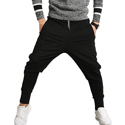 Mirecoo -  Pantaloni Sportivi - Cavallo Basso - Uomo Nero L