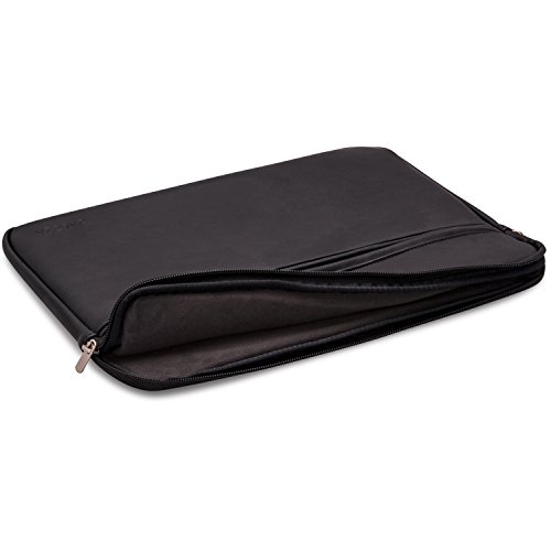 CASEZA Boston MacBook Pro 15 Kunstleder H  lle Schwarz - Edle PU Leder Tasche Sleeve f  r das Apple MacBook Pro 15 - - Laptoptasche passt auch f  r 14