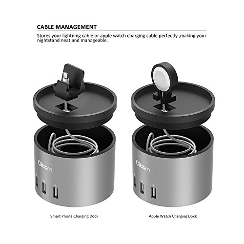 Soporte Carga para Apple Watch   iPhone  Oittm 4 USB Puerto Night Stand Carga Dock de Apple Watch Series 3   Apple Watch Series 2   Apple Watch Series 1   Apple Watch Nike     iPhone 8   iPhone 8 Plus   iPhone X   iPhone 7   iPhone 7 Plus   iPhone 6S Plus   iPhone 5S   iPhone 6   iPhone 6 Plus   iPhone SE   iPhone   Huawei  Gris 