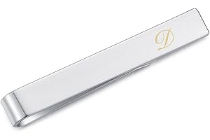 Honey Bear Clip de corbata con letra del alfabeto de acero inoxidable para hombre para regalo de boda de negocios, 5,4 cm, plata cepillada de la A a la Z