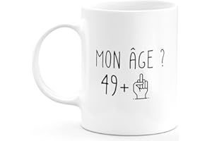 quotedazur Idée Cadeau 50 ans Homme Femme - Cadeau Anniversaire 50 ans Ans - Idée Cadeau Original, Humour, Drôle, Rigolo, Fun - Mug Tasse Café Thé Pas Cher (Blanc, Doigt)