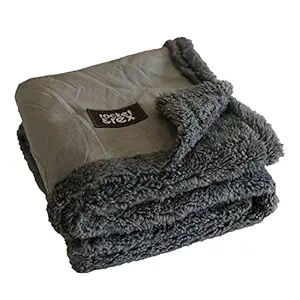 rocket & rex Waterproof Dog Blankets | Gorgeous, Reversible Faux Suede and Fleece Water Proof Cat Blanket, Pet Blanket and Dog Bed Blankets | Small and Medium Pets | Waterproof Throw (Grey, 30 x 40)