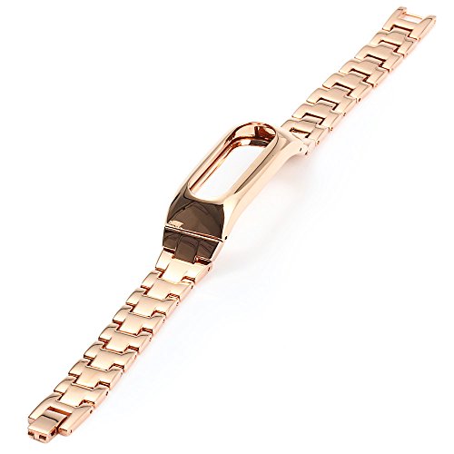 iMounTop Xiaomi Mi Band 2 Armband Ersatz Stainless steel Edelstahl Armband für Xiaomi Mi Band 2 OLED-Schirm-Noten-Mi Band 2 Armband Smart-Armband (Mi Band Version 2.0)( Hinweis: den Tracker nicht umfassen)