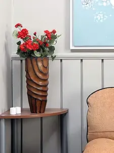 @home by Nilkamal Imprinted Tumbler Vase, Dark Brown