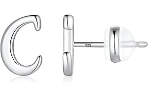 TINGN Earrings Silver 925 Women Girls Medical Stud Earrings Gold Silver Rose Gold 26 Letters Jewellery Hypoallergenic Earrings for Women Girls Sensitive Earrings