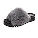 Produktbild hlhn Damen Dick unten Regler flauschiges Kunstfell flach Slipper flip flop Sandale Schuhe, grau, 39
