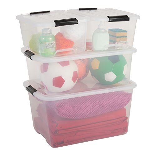 Iris 140065 Aufbewahrungsbox set von 3, Ordnungssystem, Stapelbare mit Handel 30 L, Kunststoffbox mit deckel, transparent - 9
