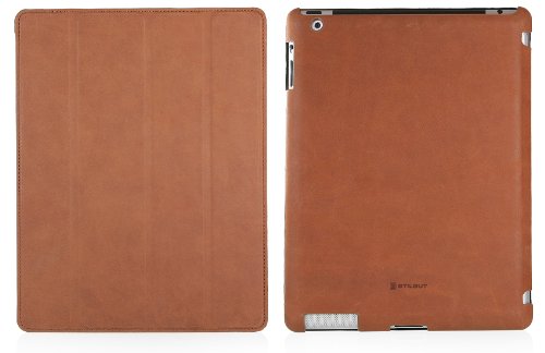 StilGut Couverture Case Tasche aus feinstem Leder für Apple iPad (3. und 4. Generation) unterstützt Smart-Cover Funktion, Cognac Vintage - 6