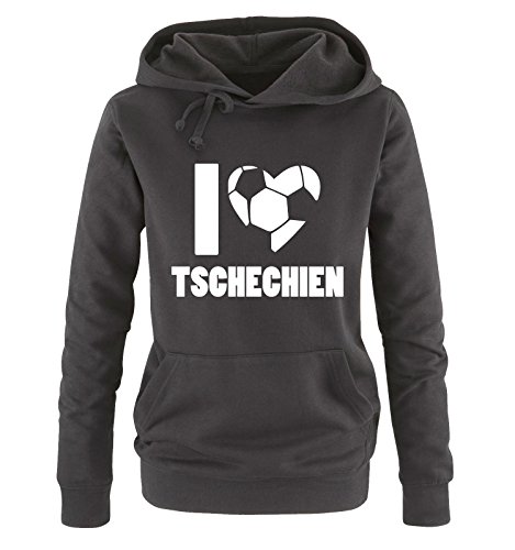 I LOVE TSCHECHIEN – Damen Hoodie – Schwarz / Weiss Gr. L