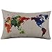Produktbild JUSTSELL New Arrivial  Flachs Kissenbezug(30cm*50cm) Weltkarte Muster Kissenbezug Schlafsofa Home Deco Zierkissenbezüge Kissen Dekorationskissen (Kissen ist Nicht im Preis inbegriffen)