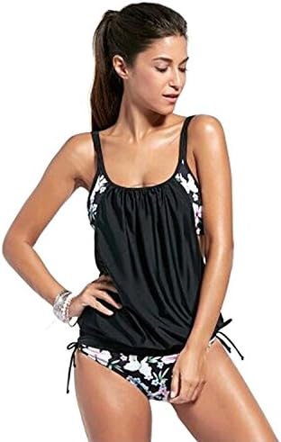 LHWY Women Printing Tankini and Shorts Bikini Set Push-up Padded Swimsuit Vest Panties Swimwear Hide Stomach