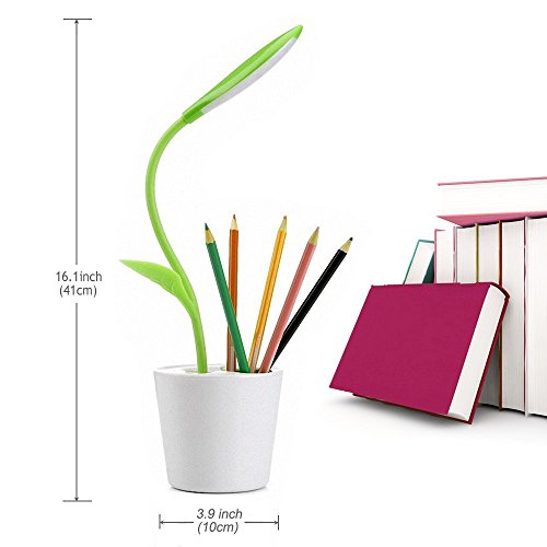 Dimmbare LED Schreibtischlampe Tischleuchte Augenschutz, flexiblen Hals LED Licht Lampe Leselampe mit USB, Gebühr für Kinder und Studenten, 3 Ebenen der Helligkeit, Grü n - 5