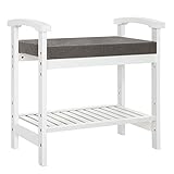 DATE UN GUSTO A TI MISMO: Olvídate de los taburetes duros como piedras y prueba este cómodo banco para zapatos! Está bien acolchado y recubierto de tejido transpirable para garantizar un asiento agradable; los cómodos apoyabrazos lo hacen aún más agradable para las personas embarazadas y las personas mayores