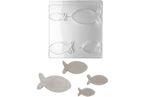 Rayher 36083000 Gießform Fische, 4 Größen, 7,5 - 14,5 cm, Tiefe 3 cm, Material PET, zum Ausgießen mit Kreativ-Beton, Raysin-Gießpulver, Seife, Wachs, Betongießform