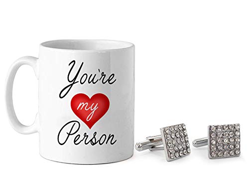 TIED RIBBONS Gifts for Hubby for Karwa Chauth Coffee Ceramic Mug and Moustache Shaped Cufflinks Set