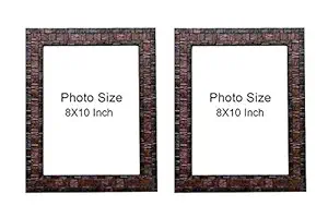 KDM Home Decor Set of 2 8x10 Inch Box Brown Color Flexible Glass & Synthetic Wood Hanging/Table Top Modern Photo Frame for Wall Decoration Pack of 2
