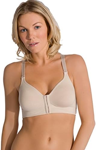 Annette WHITE Front Fastening, Post Surgical Bra, Soft Cup, Leisure Bra (36D)