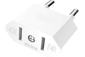 VIEVRE Adapter US na UE, 2 piny, wtyczka USA, adapter USA, US UE, Ameryka, Meksyk, Kanada, Egipt, Hiszpania, adapter do UE, USA (biały)